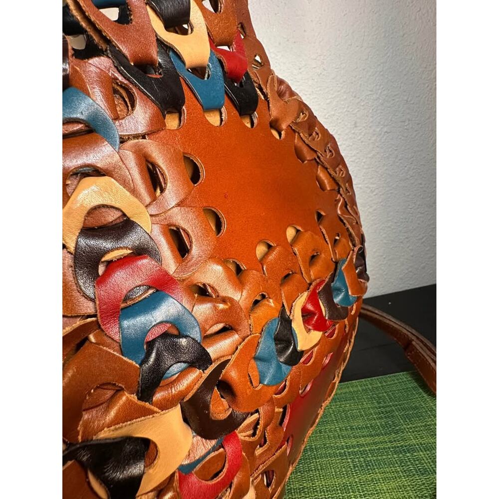 Patricia Nash Pisticci Turquoise Multi-Color Chain Leather Bag - Picture 4 of 9